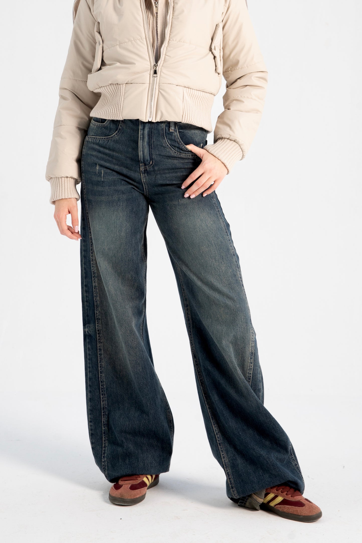 WIDE DENIM FLIPPED BOTTOM