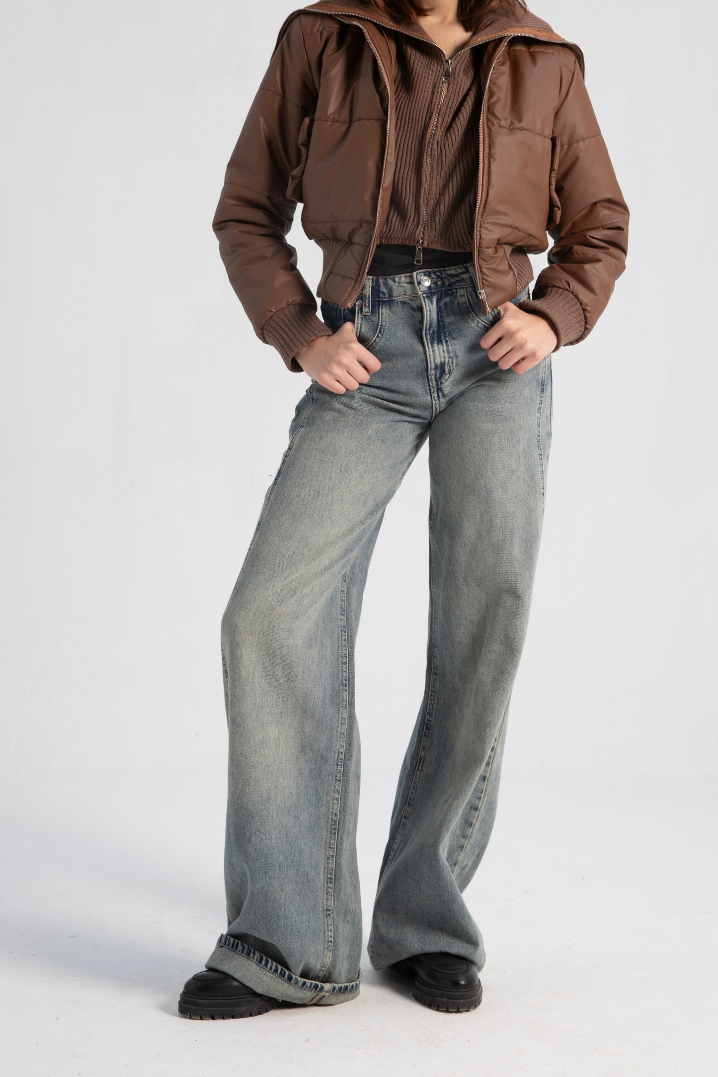 WIDE DENIM FLIPPED BOTTOM