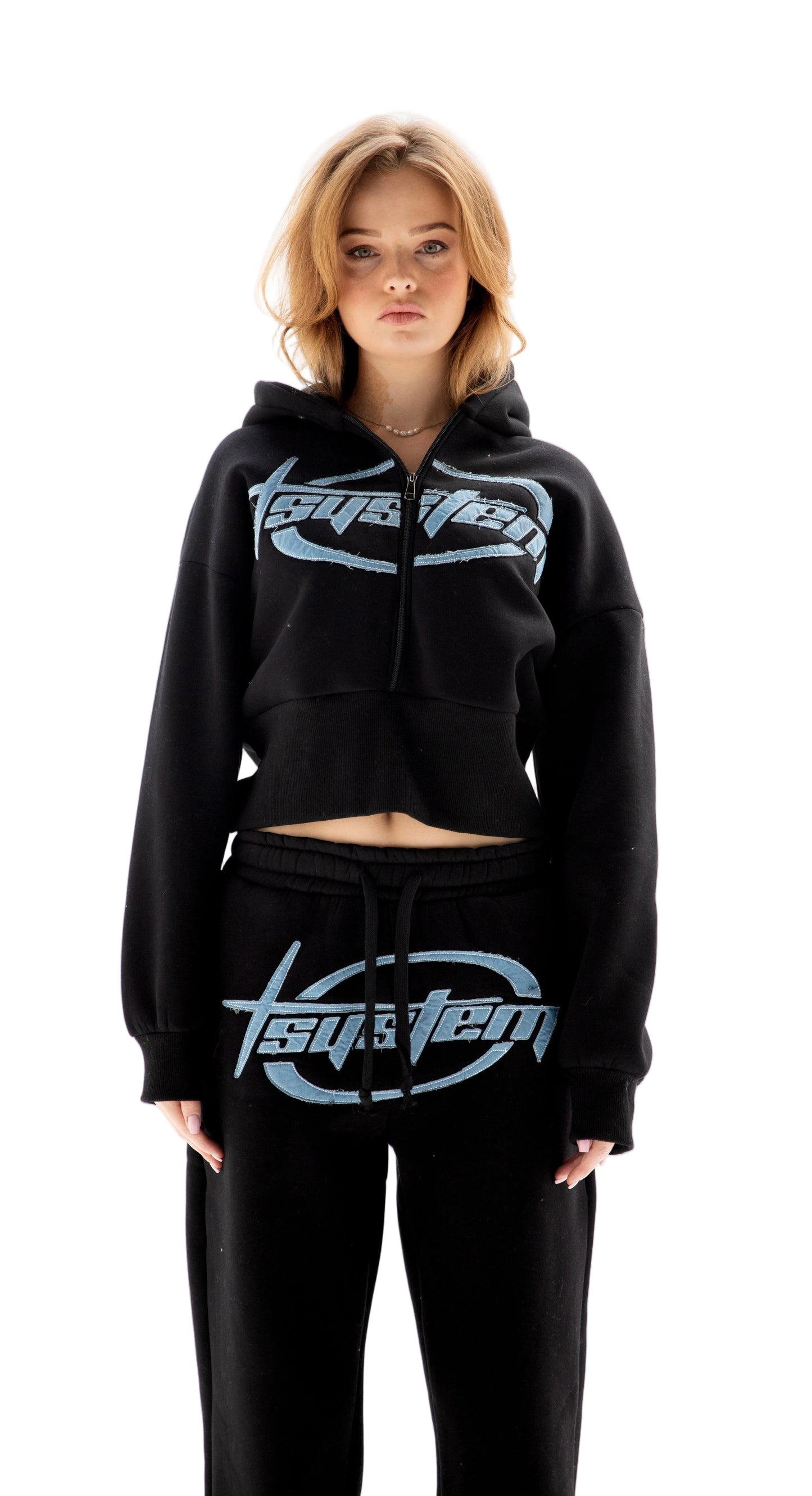 SUIT WITH DENIM LETTERS