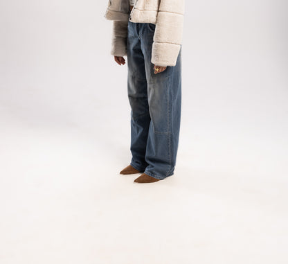 double line  wide leg denim