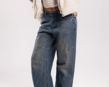 double line  wide leg denim