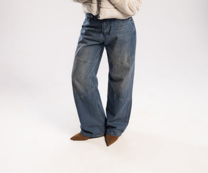 double line  wide leg denim