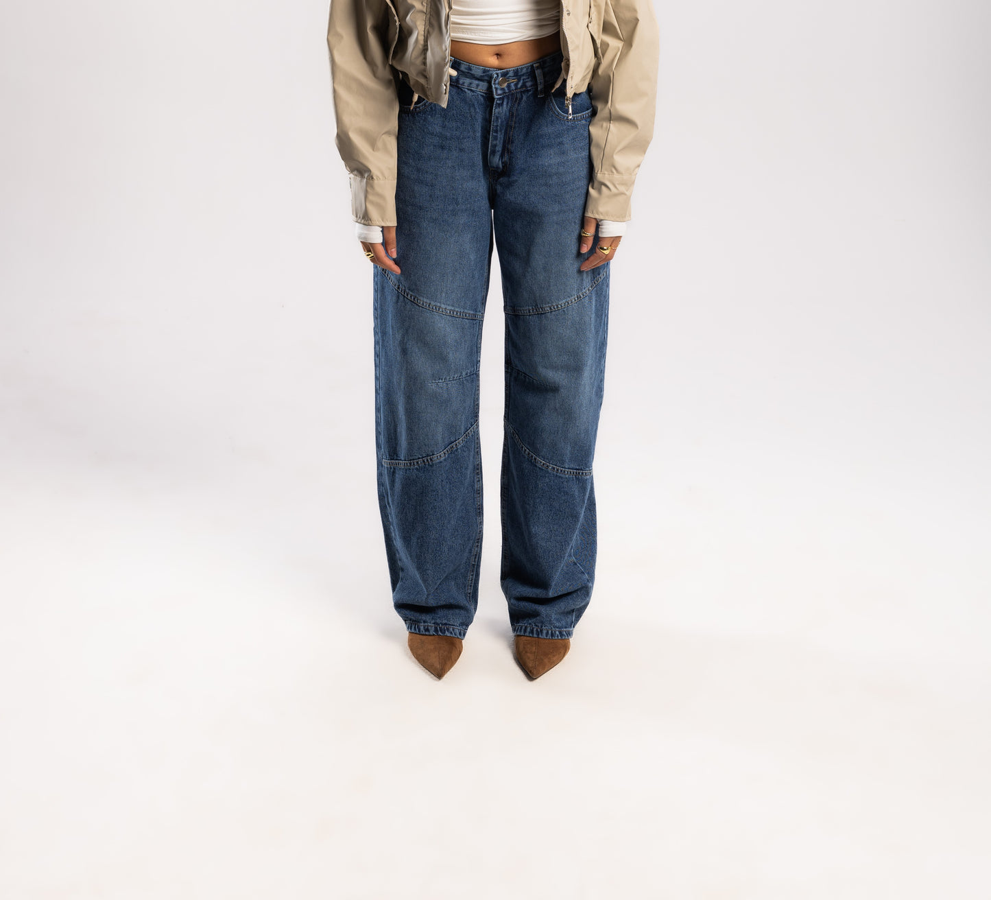 double line  wide leg denim