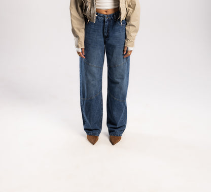 double line  wide leg denim