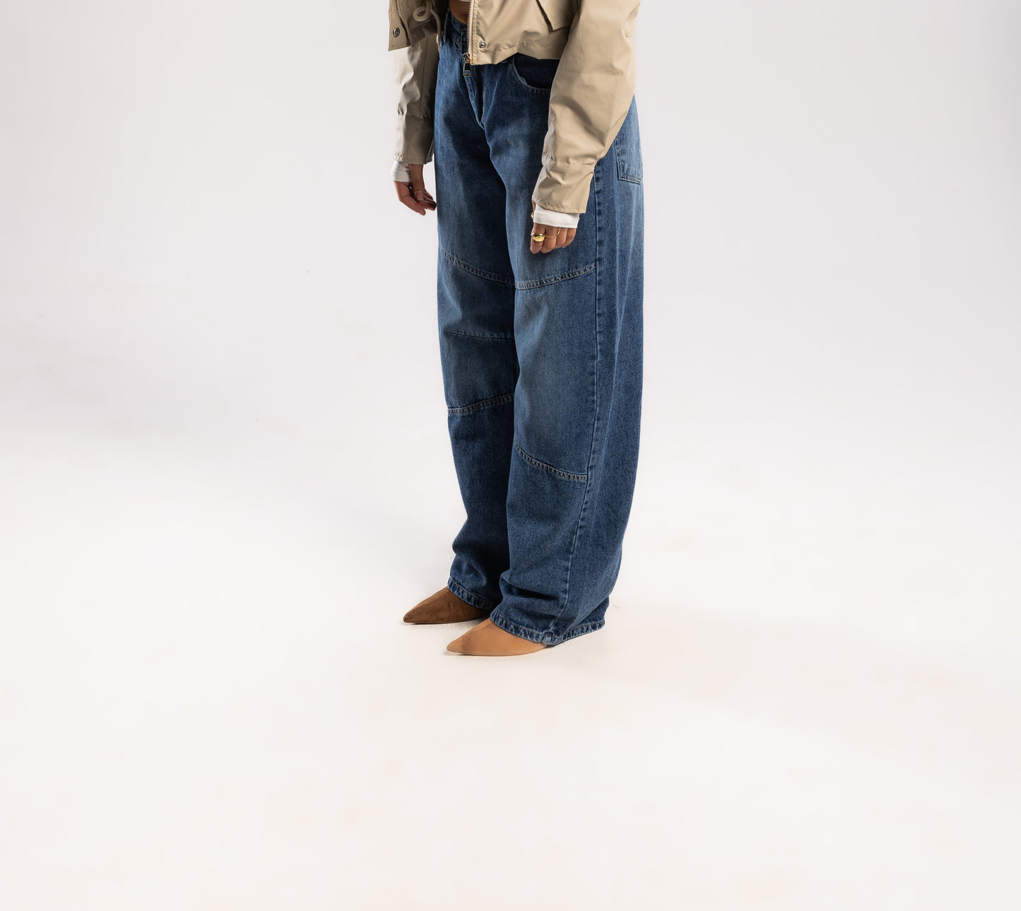 double line  wide leg denim